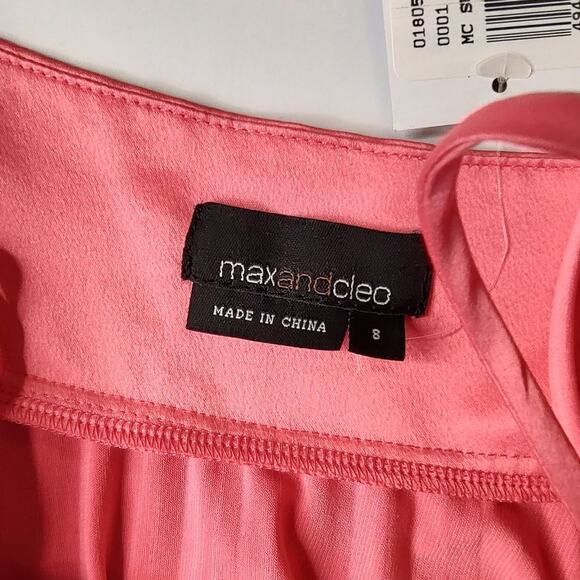 MaxAndCleo NWT Coral Sunburst Pleated Mini Dress Size 8 - Picture 10 of 16